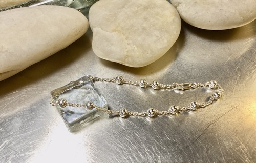 Genuine 925 Sterling Silver Ball & Chain Bracelet - Picture 5 of 13