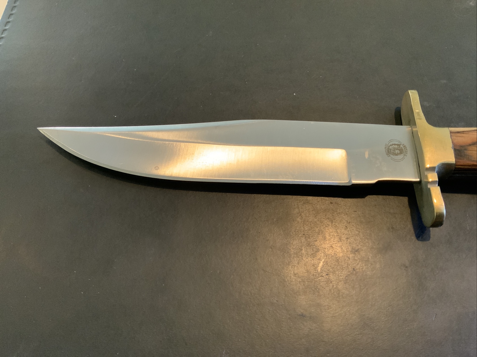 Chipaway Cutlery Fixed 7” Blade Knife Brass Wood Inlay Very Clean