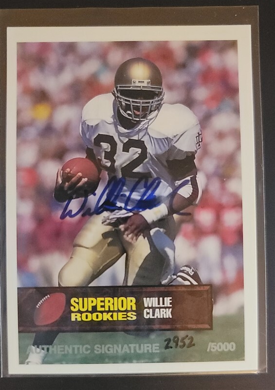 WILLIE CLARK 1994 Superior Rookies Authentic RC Rookie Auto PATRIOTS 2952/5000 