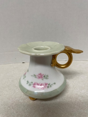 Vintage Vienna Austria Floral Gold Henkel Fuß Kammerleuchter Kerzenhalter