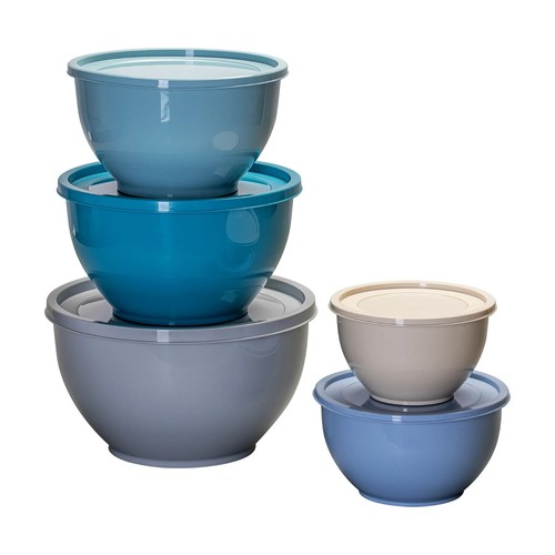 Mainstays Nonslip Nesting Plastic Assorted Mixing Bowl Set with Lids (10 Pieces) - Picture 6 of 10