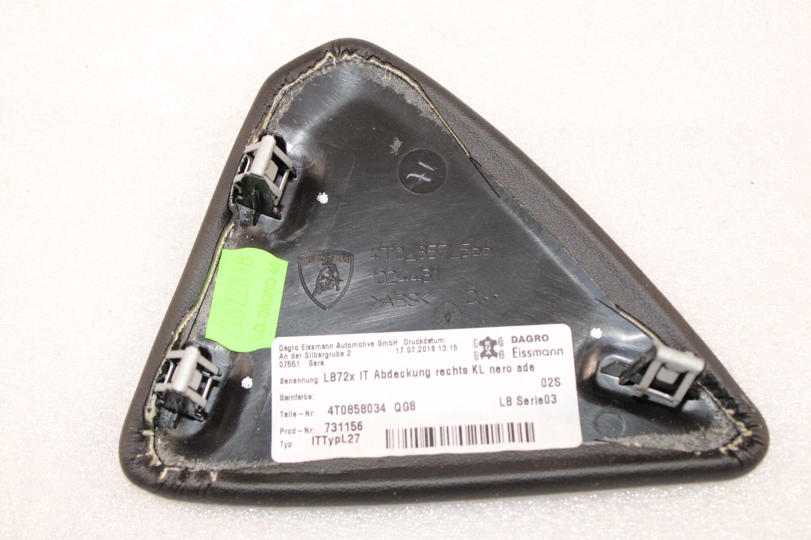 Lamborghini Huracan, LP610, LP580, RH, Dash End, Used, P/N 4T0858034