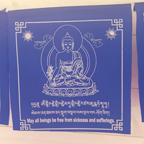 Banderas de oración tibetana Buda de la medicina | 10 banderas 20 x 21 x 200 cm - Imagen 2 de 3