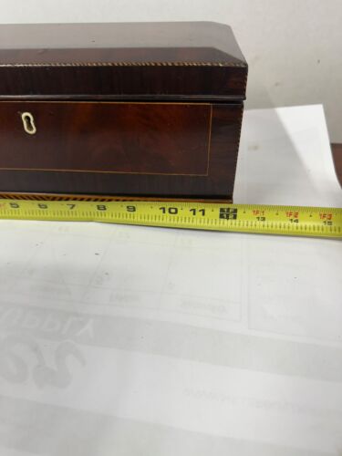 antique inlaid mahogany sewing box secret compartments victorian empire 1860 - Picture 22 of 24