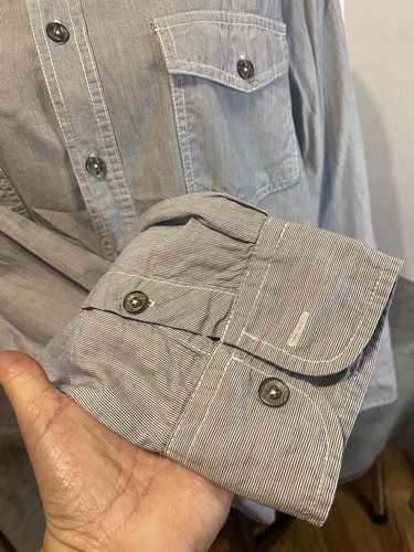Retro Fit Mens Long Sleeve Button Up Sz L Gray Handmade Bangladesh Casual Office - Picture 4 of 10
