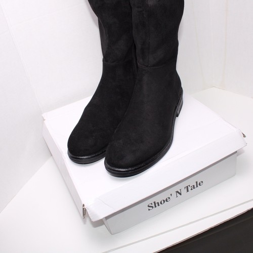 Shoe N Tale NEW Womens Knee High Boots Low Heel Size 41 US 10A Black Faux Suede - Bild 2 von 11