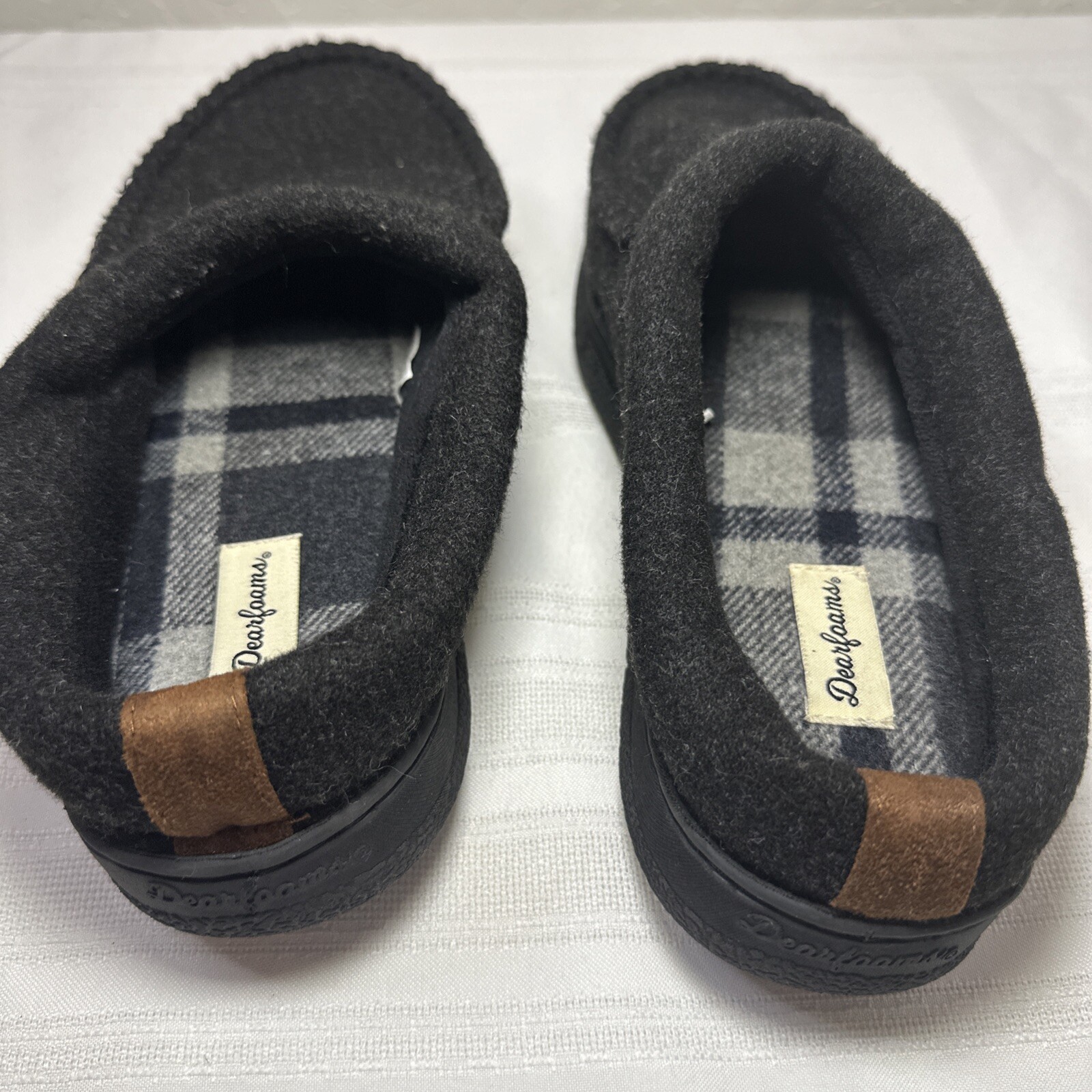 SAOLA Dearfoams Ciabatte Uomo Nere Media 9 10 Pile Suola Gomma