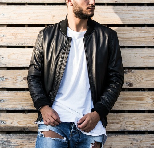 Giubbotto Bomber Uomo Vera Pelle Nero Giacca Giubbino Lana Slim VIETRI LEATHER - 第 9/12 張圖片