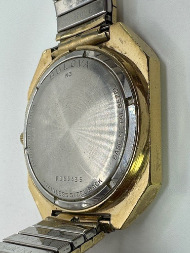 Vintage Men's Square TV Bulova Sea King N3 1973 Gold Tone Swiss Watch WORKS - Picture 4 of 20