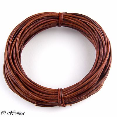 Xsotica® Brown Distressed Red Round Leather Cord 1.5mm 50 meters 54 yards