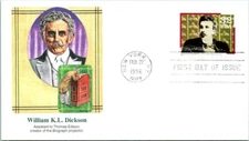 WILLIAM DICKSON INVENTOR PROJECTOR ASST TO THOMAS EDISON FLEETWOOD CACH 1996 FDC