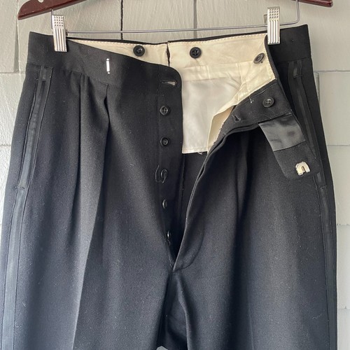 30s 40s Vintage Black Wool Kent-Style Double Breasted Mens 2pc Tuxedo Size 40 - Picture 8 of 15