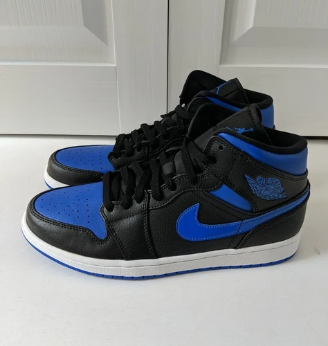 Air Jordan 1 Mid - Hyper Royal (554724-068) Black Blue Authentic DS Size 10