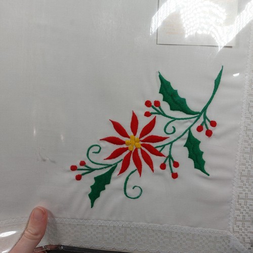 Bardwil Poinsettia Tovagliette Natale Vintage Set di 2 NOS Fiore Floreale Inverno - Foto 4 di 5