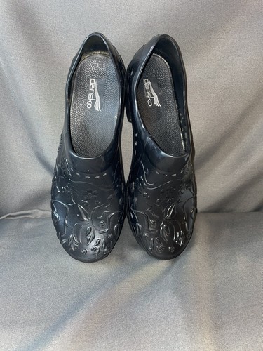 Women’s DANSKO Black Floral Comfort Clogs, Size 40 - Picture 2 of 8