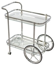 Eleganter Servierwagen, Barwagen, 2 Klarglasplatten Getränkehalter, in 2 Farben