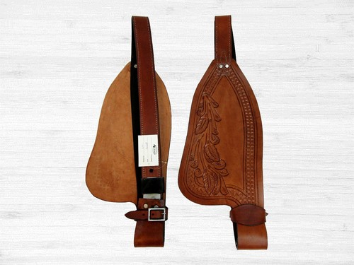 WESTERN TRAIL SADDLE FENDER WAFFLE FLORAL TOOLED LEATHER HORSE PLEASURE TACK - Picture 4 of 5