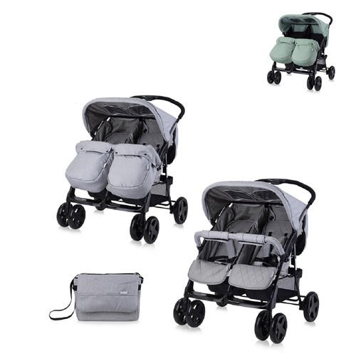 Lorelli Zwillingskinderwagen TWIN Wickeltasche Einhand-Klappsystem Fußabdeckung - Bild 5 von 8