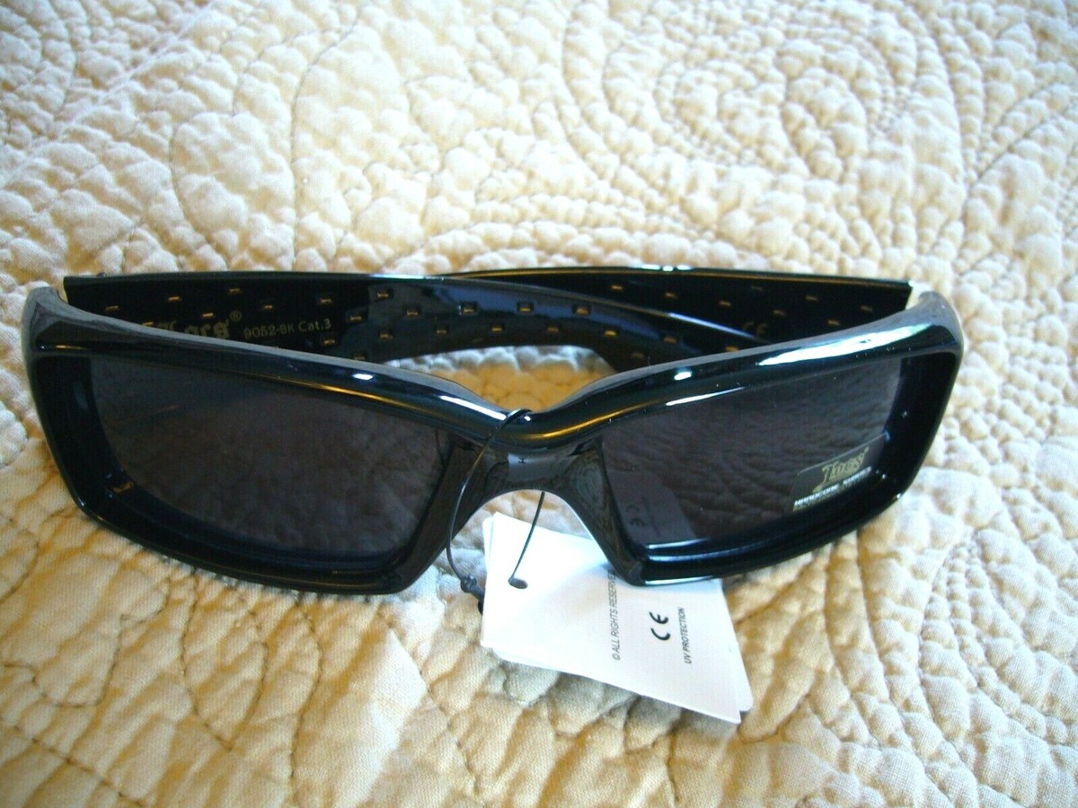 Occhiali Da Sole Locs 9052 Neri - Stile Biker Hardcore, Lenti Avvolgenti, Protezione UV100% Sunglasses Custom