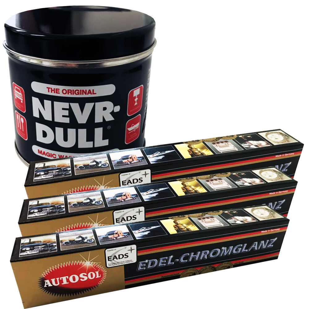 1x 142g Nevr Dull Polishing Wadding + 3x75ml Autosol Metal Polish Noble