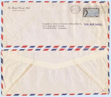 Bahamas 1958 Airmail Cover British Colonial Hotel Nassau to Delaware Solo #165