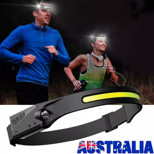 1X Waterproof COB LED Motion Sensor Head Torch Headlight Rechargeable Headlamp - Picture 1 of 13
