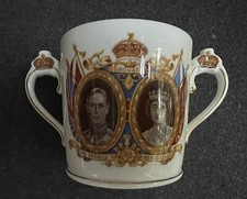 Coronation Loving Cup Queen Elizabeth + King George Antique Crown China Royals