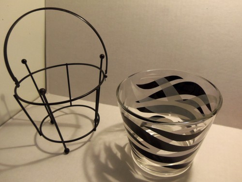Mid-Century Starlyte Ice Bucket & Stand-Abstract Art Style Stripes - Picture 8 of 8