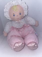 Vintage Eden Baby Doll Plush Blonde Hair Pink White Terrycloth, rattles Crinkles