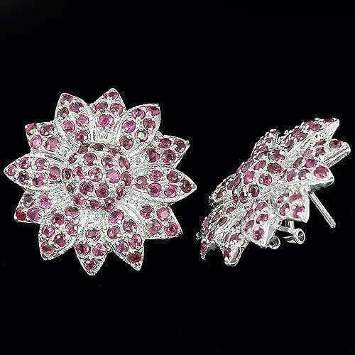 Sterling Silver Earrings Ruby Genuine Natural Mined Gems Stud Design - Picture 20 of 24