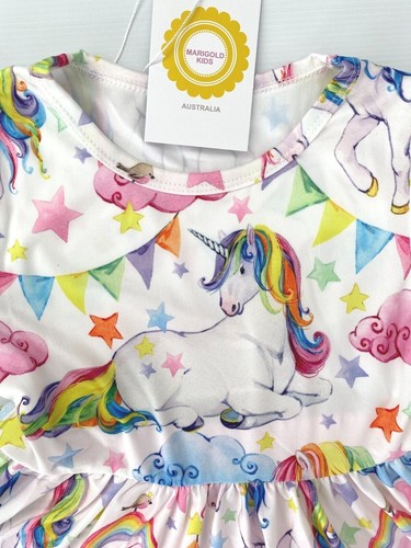 girls rainbow star unicorn hi-lo top & pink leggings set size 18-24m/2y/3y/4y/5y - Picture 7 of 12