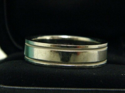Tiffany & Co PT950 Platinum Double Milgrain Wedding Band Ring Size