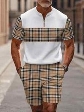 Short Sleeve Zipper Two-piece Set