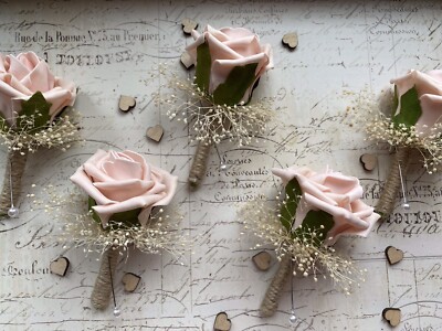 Knopfloch Altrosa Rouge Rosa Rose Rustikal Hessisch Hochzeit Blumen X1