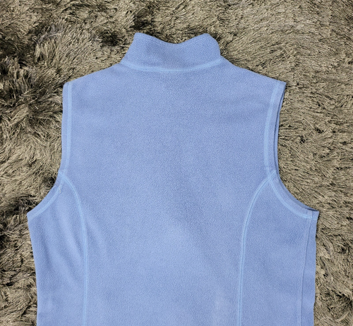 L.L. Bean Fleece Vest Women's Med Blue Mock Neck Full Zip Pockets Hiking Camping - Picture 12 of 13