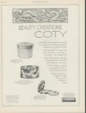 1928 Coty Beauty Creations Colcreme Face Powder Rouge Lipstick Print Ad PR7