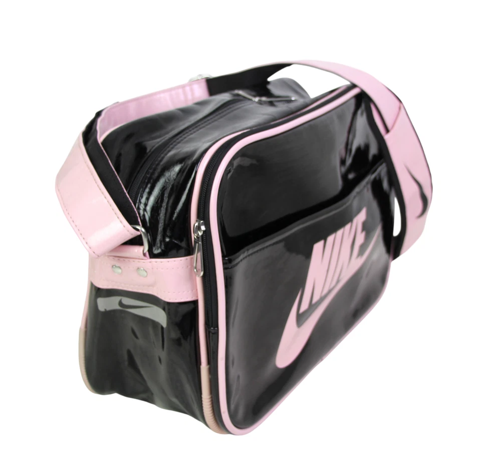 Nike NEGRO ROSA PVC LOGO CREMALLERA SUPERIOR MENSAJERO GIMNASIO X-BODY BOLSO DE HOMBRO VIAJE Foto 2 de 4