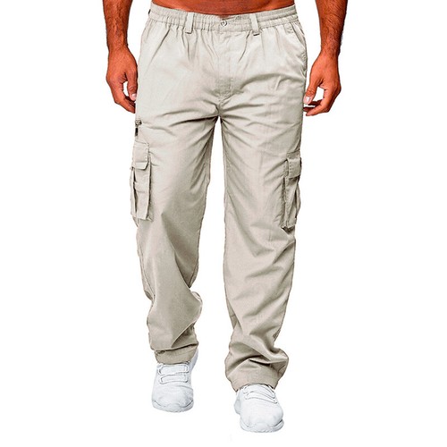 Mens Stretch Cargo Combat Work Pants Multi Pockets Elastic Waist Trousers Sports - Picture 20 of 42