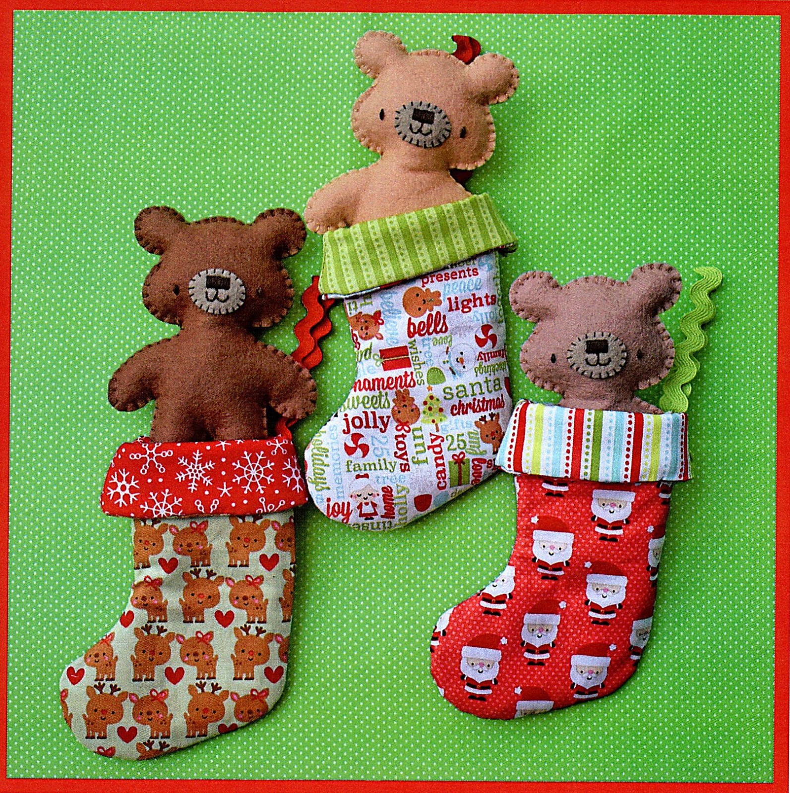 Beary Christmas - Sewing Craft A5 Creative Card PATTERN - Stocking Bear