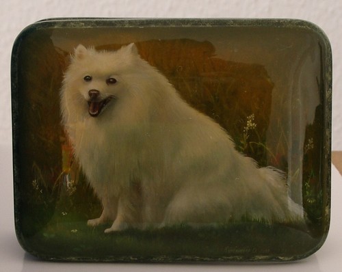 Russische Lackmalerei!Lackdose! SAMOYED-HUND! SCHÖNES GESCHENK FÜR HUNDENFREUNDE - Bild 5 von 9