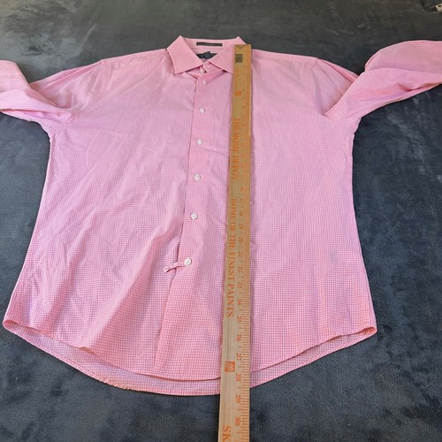 Nordstrom Rack Dress Shirt Pink Gingham Check Trim Fit Long Sleeve Mens 15 1/2 - Picture 6 of 8