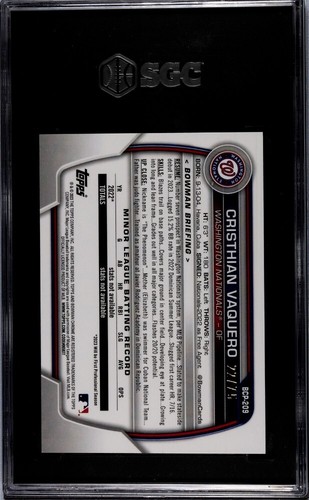 2023 Bowman Chrome CRISTHIAN VAQUERO Yellow/Orange Vapor /75 GM10 POP 2- BCP-209 - Picture 2 of 2