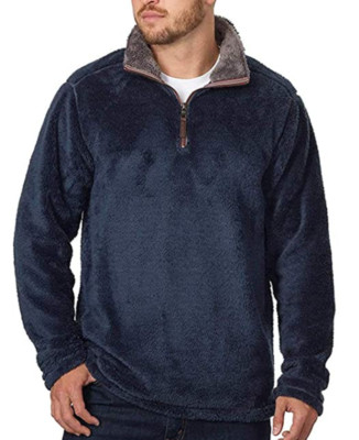 Trinity Men's Plush 1/4 Zip Jacket Navy With Charcoal