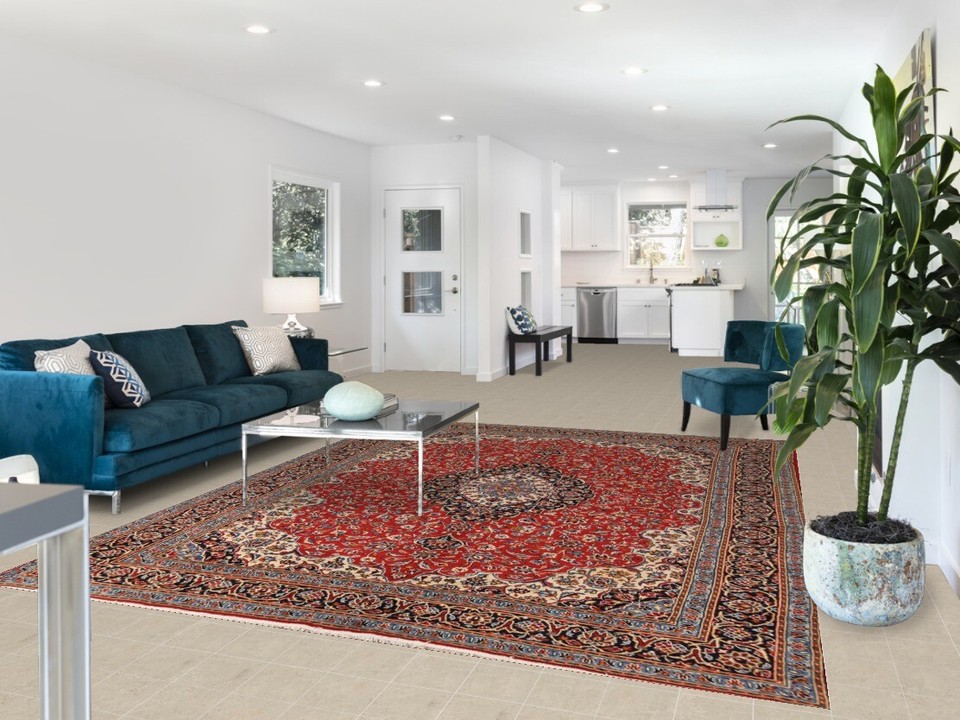 Traditional Floral Red/ Navy Blue Turkish Area Rug Living Room Carpet