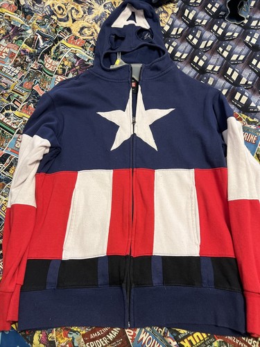 Captain America Mad Engine Marvel Comics Kostüm Hoodie SELTEN OOP Herren Small " - Bild 1 von 14