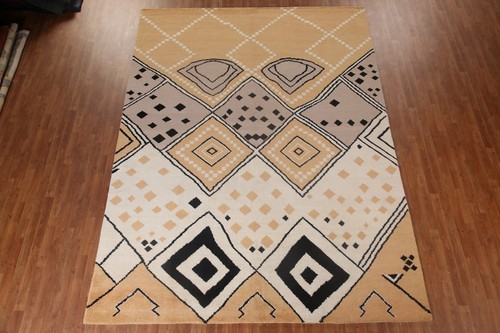 Geometric Tribal Moroccan Style Oriental Area Rug 9x12 Hand-knotted Carpet - Picture 2 of 12