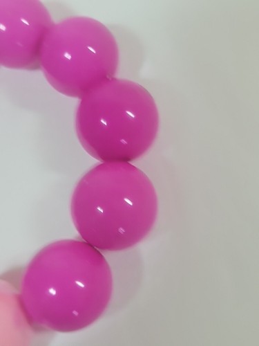 Hot Pink Round Pastel Pink Faceted Bracelet In Big Beads Lucite Stretch Estate - Picture 3 of 9