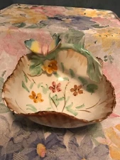  TOSCANY Hand Painted Italy Candy Dish Ceramic Butterfly & Flowers Vintage