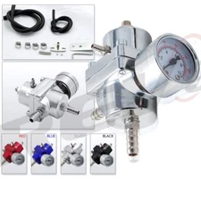 UNIVERSAL SILVER FUEL ADJUSTABLE PRESSURE 0-140 PSI GAUGE REGULATOR+HOSES FPR