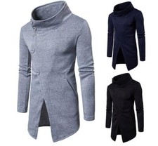 Men's High Collar Jacket Long Sleeve Slim Fit Korean Coat Casual Fashion Retro